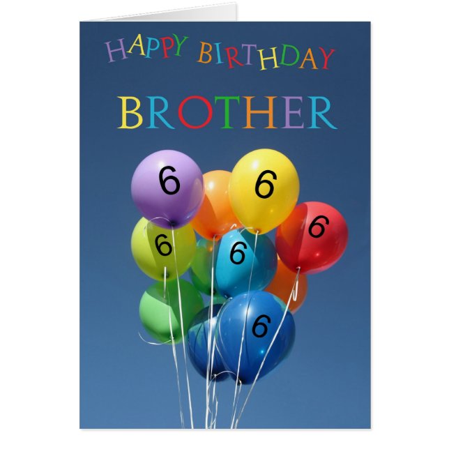 6th Birthday Card coloured balloons (Front)