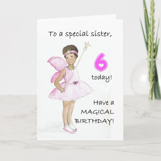 6th Birthday Card for a Sister (Front)