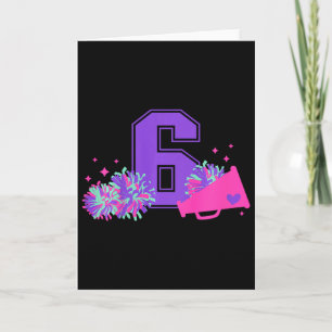 6th Birthday Cheer Girl Six Year Old Cheerleader _ Card