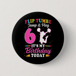 6th Birthday Cheerleading Girl 6 Year Old Cheerlea Cm Round Badge