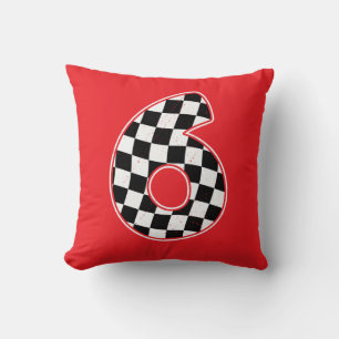 6th Birthday Chequered Number 6 Car Racing Flag  Cushion
