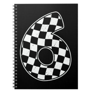 6th Birthday Chequered Number 6 Car Racing Flag  Notebook