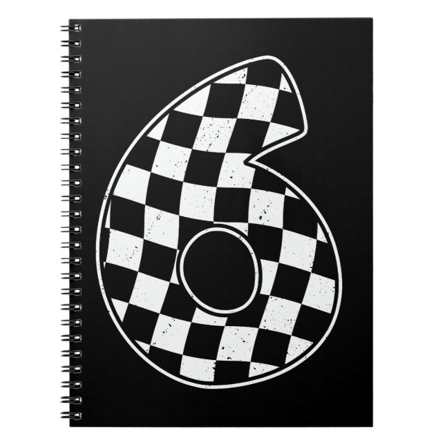 6th Birthday Chequered Number 6 Car Racing Flag  Notebook (Front)