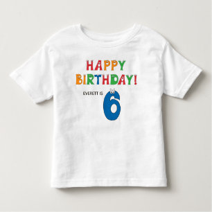 6th Birthday Colourful Alphabet with First Name Toddler T-Shirt