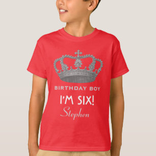 6th Birthday Custom Name Crown Gift Idea V15 T-Shirt