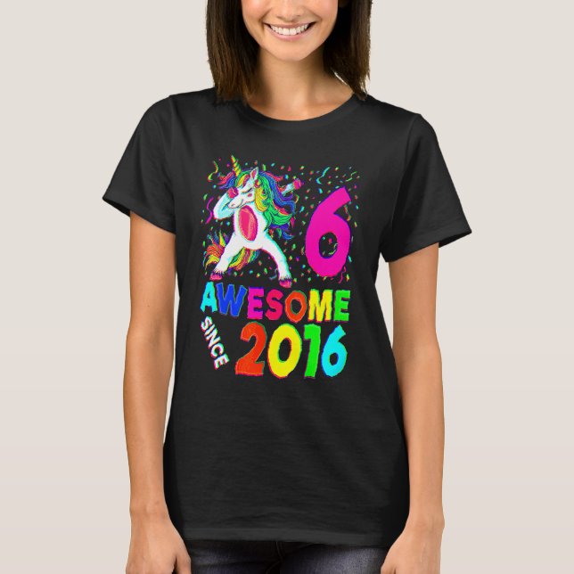 6th Birthday Dabbing Unicorn Party  6 Years Old Gi T-Shirt (Front)