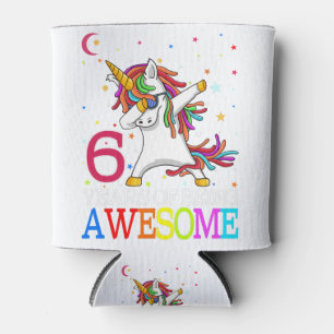 6th Birthday Dabbing Unicorn Party Gift 6 Years Can Cooler