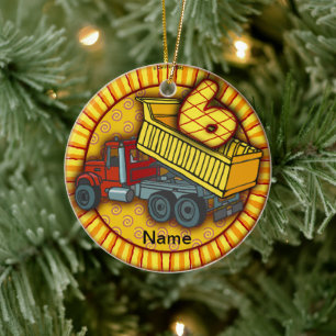 6th Birthday Dump Truck Ceramic Ornament
