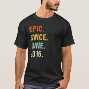 6th Birthday Epic Since June 2016 6 Years Old Retr T-Shirt