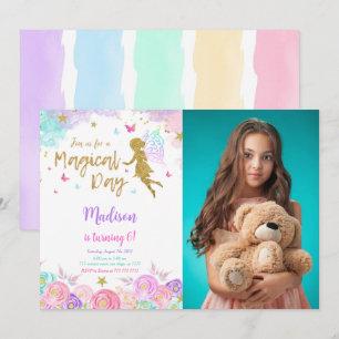 6th Birthday Fairy Party Photo Invitation