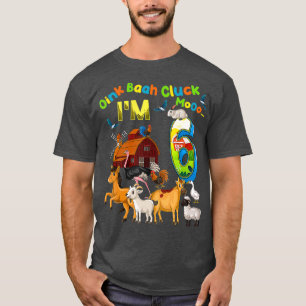 6th Birthday Farm Animals 6 Years Old Farming T-Shirt