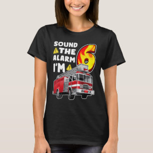 6th Birthday Fire Truck Boy Kids Firefighter 6 Yea T-Shirt