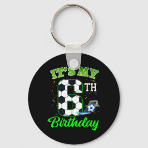 6th Birthday Football Boy Girl Kids Soccer Sports Key Ring