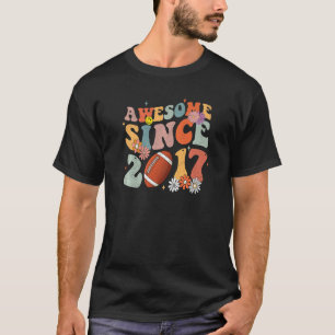 6th Birthday Football Player Awesome Since 2017 6 T-Shirt