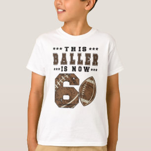 6th Birthday Gift Football Player 6 Year Old Boy T-Shirt