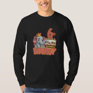 6th Birthday Girl Cake Elephant T-Shirt