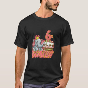 6th Birthday Girl Cake Elephant T-Shirt