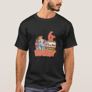 6th Birthday Girl Cake Elephant T-Shirt