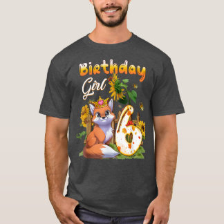 6th Birthday Girl Fo Birthday 6 Year Old Fo Animal T-Shirt