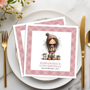 6th Birthday Girl Funny Whimsical Quirky Pink Napkin