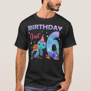 6th Birthday Girl Sea Turtle 6 Year Old Ocean Aqua T-Shirt