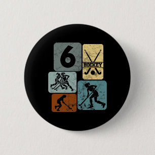 6th Birthday Girls Field Hockey 6 Years Of Hockey  Cm Round Badge