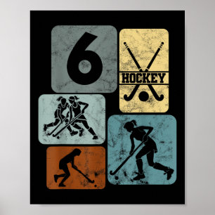 6th Birthday Girls Field Hockey 6 Years Of Hockey Poster