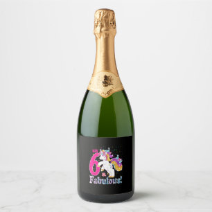 6th Birthday Girls Gift T-Shirt Sparkling Wine Label