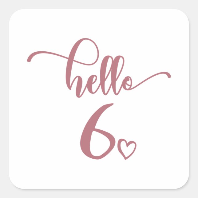 6th Birthday Girls Hello Six Cute 6 Years Old Kids Square Sticker (Front)