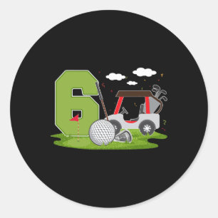 6th Birthday Golf 6 Years Old Birthday Party Golfe Classic Round Sticker