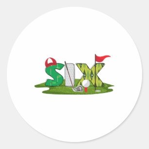 6th Birthday Golf Theme 6 Year Old Kids Sport Part Classic Round Sticker