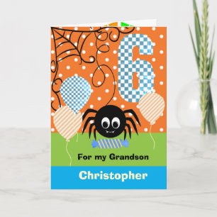 6th Birthday Halloween for Grandson Card