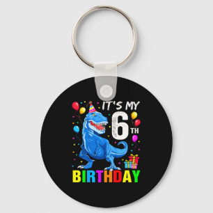 6th birthday happy 6 year t-rex shirt boys key ring