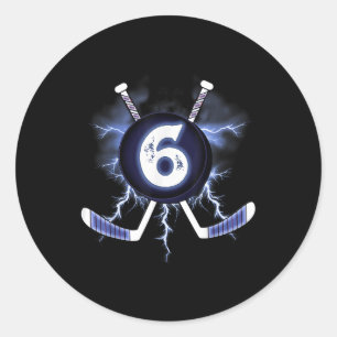6th Birthday - Ice Hockey Sport 6 Years Old  Classic Round Sticker