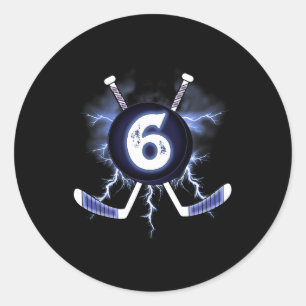 6th Birthday - Ice Hockey sport 6 years old Classic Round Sticker