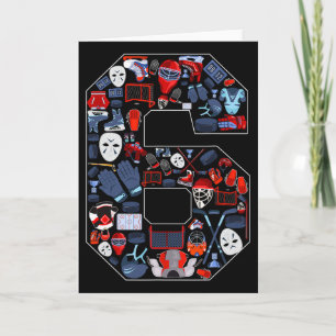 6th Birthday Ice Hockey Themed 6 Year Old Party Bo Card