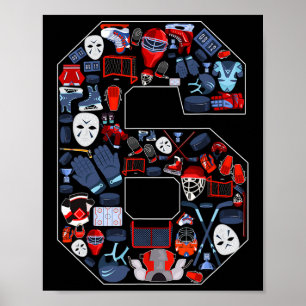 6th Birthday Ice Hockey Themed 6 Year Old Party Bo Poster