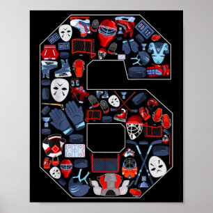 6th Birthday Ice Hockey Themed 6 Year Old Party Bo Poster