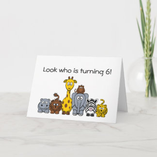6th Birthday Invitation Cartoon Jungle Animals