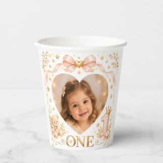 6th Birthday Invitation Girl with Photo Paper Cups