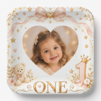 6th Birthday Invitation Girl with Photo Paper Plate