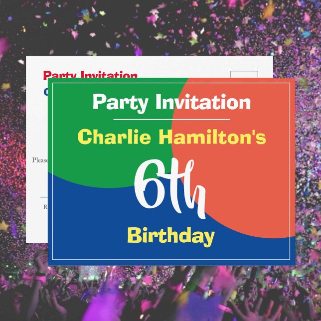 6th Birthday Invitation Postcard (Creator Uploaded)