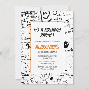 6th birthday invitations Boy Graffiti Party Paint