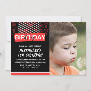 6th birthday invitations boy Party Photo Red 