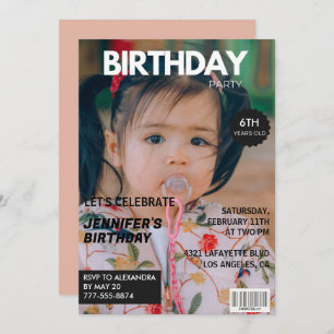 6th birthday invitations Girl Magazine Cover