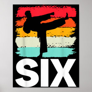 6th Birthday Karate Retro Taekwondo Martial Arts Poster