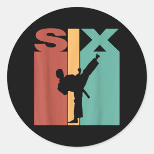 6th Birthday Karate Taekwondo Theme 6 Year Old Classic Round Sticker