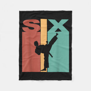 6th Birthday Karate Taekwondo Theme 6 Year Old Fleece Blanket