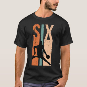 6th Birthday Kids Basketball Retro Vintage Distres T-Shirt