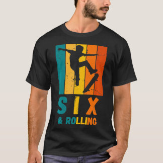 6th Birthday Kids Skater Skateboard 6 Year Old BDa T-Shirt
